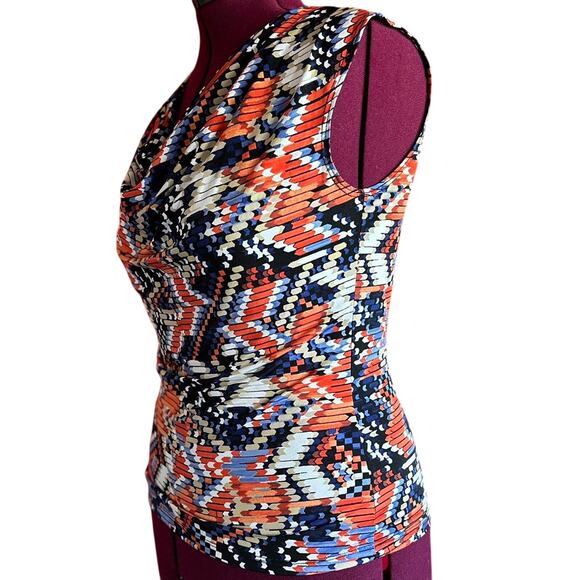 Womens Top Size Large Geometric Indie Abstract Professional Summer Office Wear - Picture 5 of 7